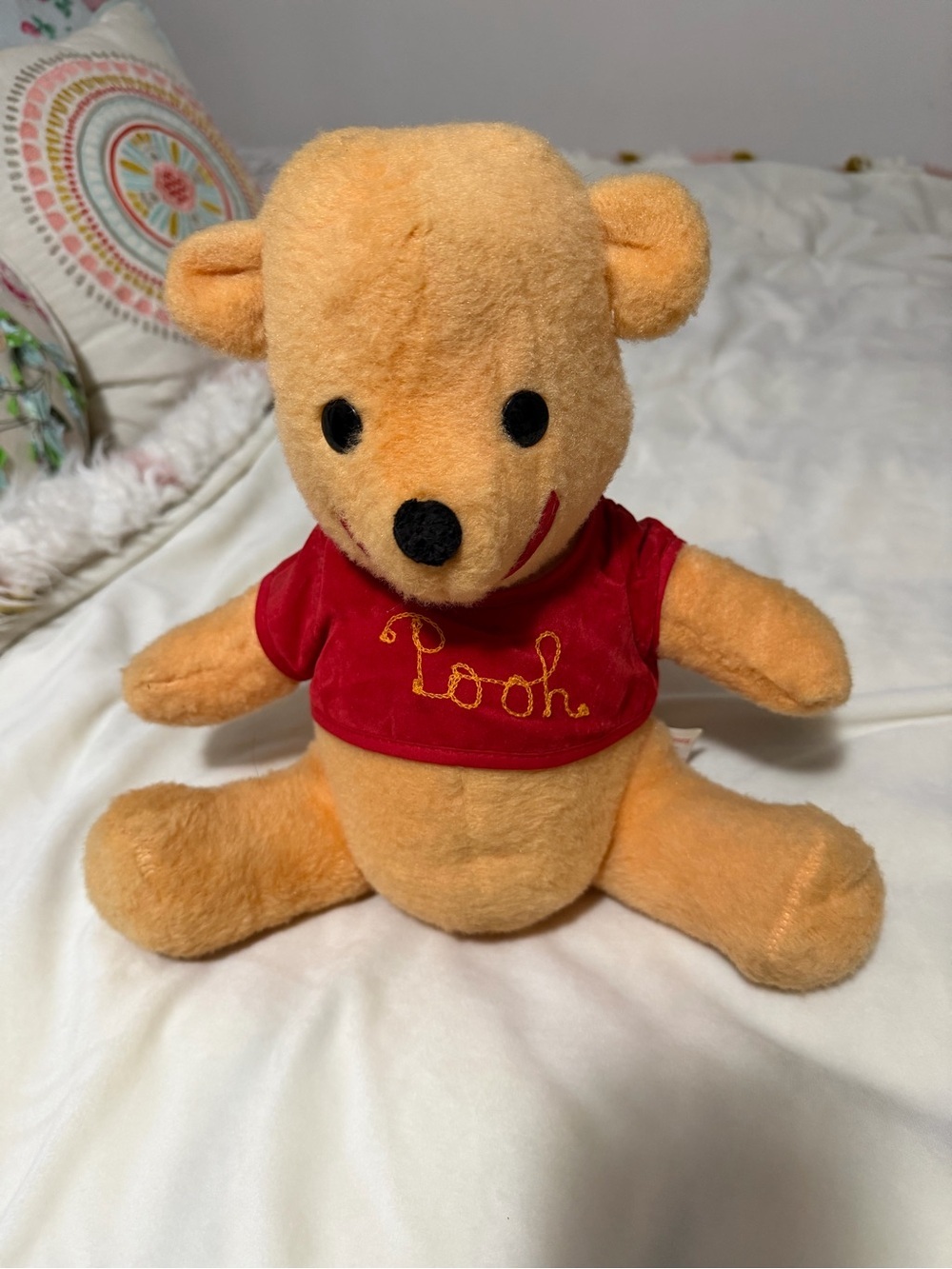 Vintage Disney Winnie the Pooh Plush Bear with Red Shirt Rare